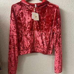 Fabletics New with tags, crushed velour, zip up hoodie.